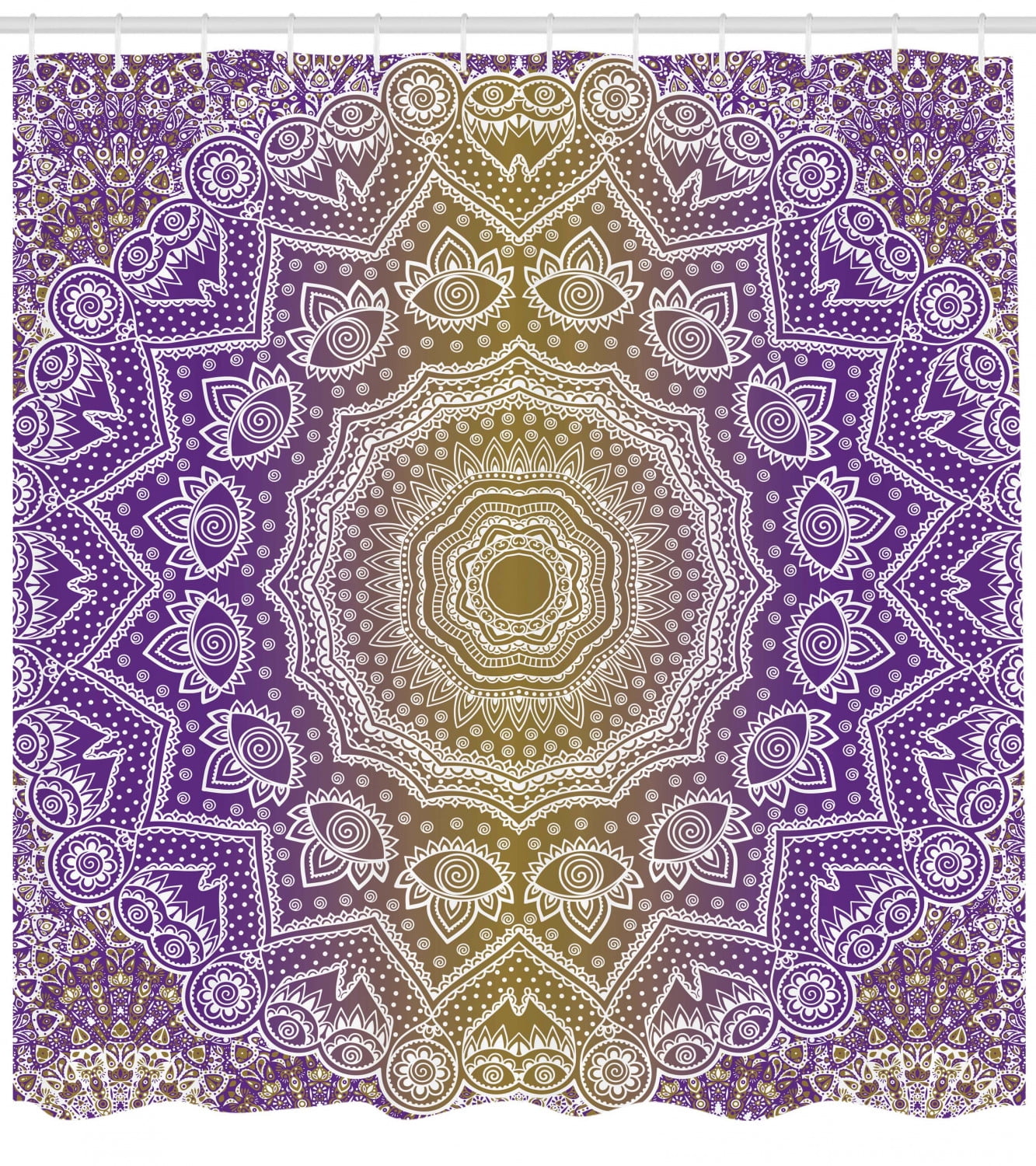 Yellow And Purple Shower Curtain Mandala Ombre East Tradition