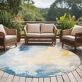 thumbnail image 4 of Blue Yellow Large Round Rug 8 FT, Non Slip Living Room Area Carpet, Modern Vintage Oil Painting Abstract Washable Soft Circle Rug Non-Shedding Floor Carpet for Bedroom Office Dining Room, 4 of 9