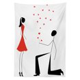 thumbnail image 3 of Ambesonne Minimalist Tablecloth Rectangular Table Cover, Couple with Hearts, 60"x90", Black White and Red, 3 of 4