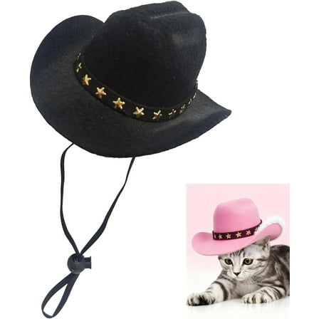 Pet Cowboy Hat, Pet Headwear, Mini Cowboy Hat for Dogs Cat Pets, Cowboys Costume(Black-Small)