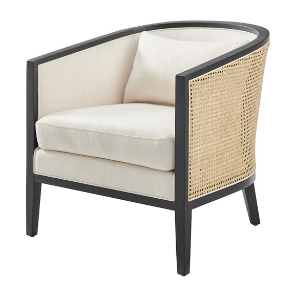 New Pacific Direct Tillman Linen Accent Arm Chair w/ Rattan
