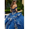 thumbnail image 3 of Women's GLS Gloria Off Shoulder Ruffled Ball Gown Gl3552 Navy Blue Size XS, 3 of 3