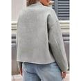 thumbnail image 6 of Women Casual Pea Coat Wool Short Jacket Fall Button Down Woolen Coat Crop Peacoat Gray L, 6 of 7
