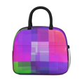 thumbnail image 2 of Purple and Pink Checkered Pattern Insulated Leakproof Lunch Box for Work, Lunch Bag for Women Men, Loncheras Para Mujer for Beach Travel Picnic Camping, 2 of 6