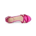 thumbnail image 4 of BLISSFUL STEP Women's Glitter Ankle Straps Stiletto Clear Heels Sandals Hot Pink 8, 4 of 7