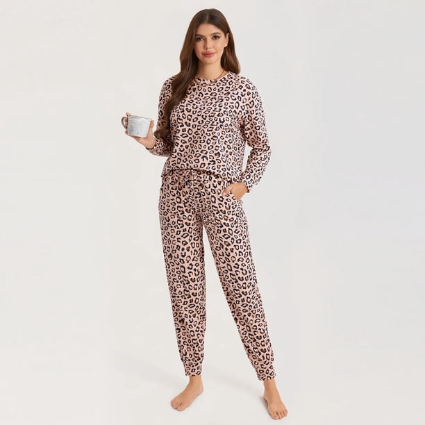 DOBREVA-Conjunto de pijama para mujer, de 2 piezas ropa de dormir, suave, de manga larga, para Navidad y Halloween