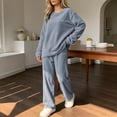 thumbnail image 3 of HAiming 2 Piece Sweatsuits for Women Scoop Neck Long Sleeve Sweatshirts Loose Casual Sweatpants Workout Outfits, 3 of 5