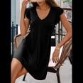 thumbnail image 4 of Vestido Tipo Chaleco Holgado con Mangas de y Escote en V Profundo para Mujer, Color Negro, Talla L, 4 of 6