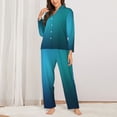 thumbnail image 2 of Fotbe Blue to turquoise Pattern Long Sleeve Pajama Set for Women,Sleepwear Set,2-piece Loungewear Set,Soft PJs Comfy Nightwear with Pockets-X-Large, 2 of 7