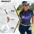 thumbnail image 5 of COEQINE Women 1/4 Zip Golf Shirts Quick Dry Fit Workout Golf Tops Starry Sky Print Moisture Wicking Soft Polo Shirts Pullover Lightweight Short Sleeve Athletic Tops, L, 5 of 7