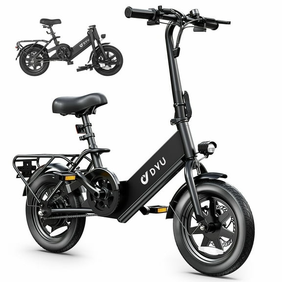 DYU 16" Folding Electric Bike for Adults Teens, Peak 500W 15.5Mph 36V/7.5AH, Pedal-Assist, Commuter Cruiser City E Bike UL2849