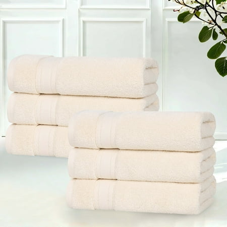 Superior Belmont Zero Twist Absorbent Hand Towels, Set of 6, Ivory