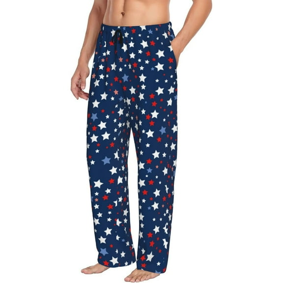 Mens Pajama Pants Bottoms with Pockets - Colorful Stars Comfy Mens Pj Pants, Soft Men Lounge Pants