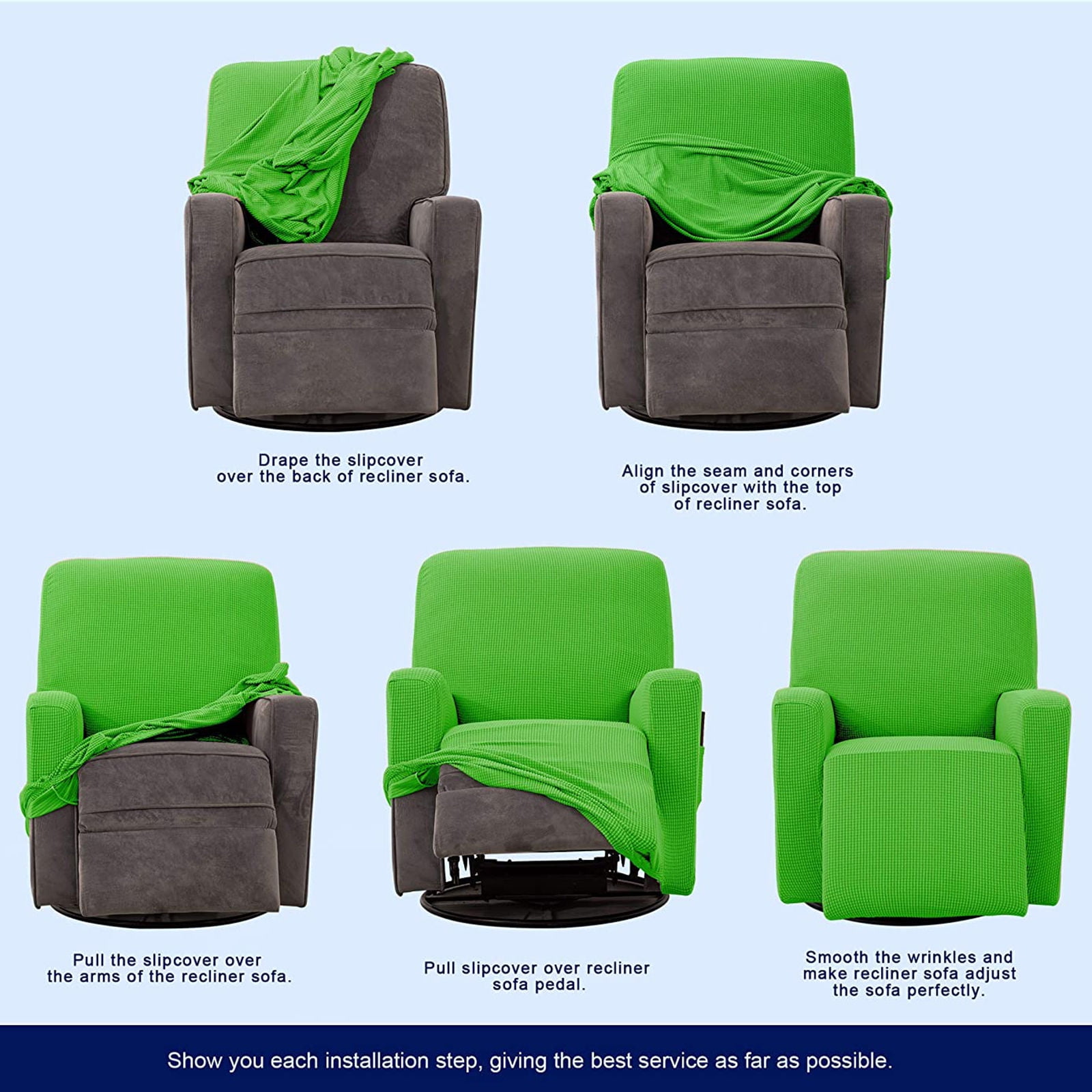 Stretch Recliner Chair Slipcover, 1-Piece Soft Armchair Cover Washable Sofa Cover Non Slip