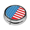 thumbnail image 2 of America Flag Pattern Pill Case Pill Box Round 3 Compartment Small Pill Organizer For Purse Or Pocket Small Roud Pill Box, 2 of 6