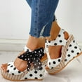 thumbnail image 5 of HWRETIE Wedge Heels Womens Sandals Ladies Platform Wedges Heel Sandals Fashion Dot Lace-Up Shoes Footwear White 7(37), 5 of 9