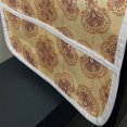 thumbnail image 3 of Ethnic Microwave Oven Cover, Ornate Vintage Circular Motif in Oriental Tattoo Mandala Inspired, Water Resistant Organizer with Pockets for Kitchen, 36" x 12", Dark Orange Apricot, by Ambesonne, 3 of 4