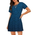 thumbnail image 1 of Easygdp Dark Blue Camisón de manga corta para mujer, informal, estampado, 1 of 6