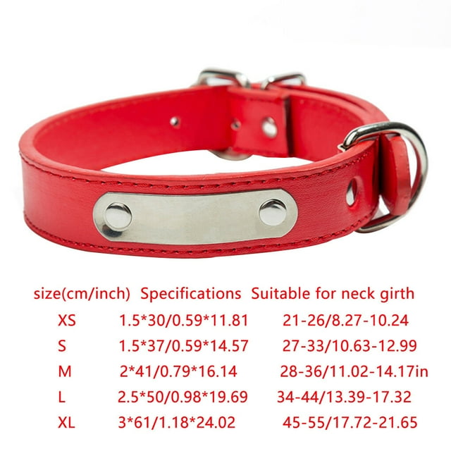 PU Leather Dog Collar Padded Personalized Pet Name Pet ID Collar Customized for Small Medium Large Dog - Black