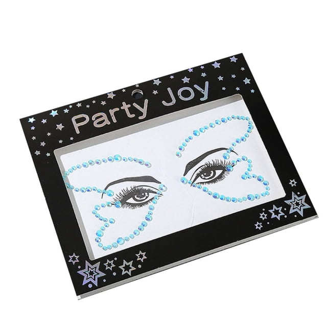 Seitruly Joyas para los ojos, pegatinas de diamantes de imitación, cuentas de cristal sin pegamento, purpurina, maquillaje facial, joyería, Tratamientos faciales HF-113 Azul
