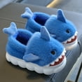 thumbnail image 5 of Tisuna Little Boys Girls Plush Slippers Shark Print Soft Sole Easy On Shoes Cute Fashion Autumn Winter Kids Slippers Blue Size 3.5-4 Years, 5 of 5