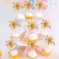 thumbnail image 3 of Scheam Foil Tinsel Cupcake Toppers 30 Pcs Sparkle Firework Cake Picks Tassel Cake Decorations Fruit Toothpicks Cocktail Drink Stirrers for Christmas New Year Birthday Party (Champagne), 3 of 7