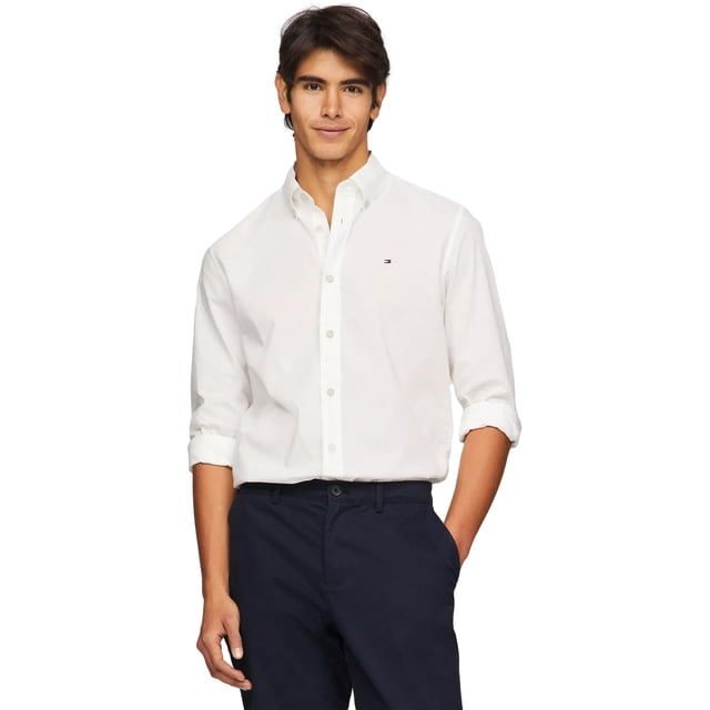 Camisa Tommy Hilfiger de manga larga de popelina con botones para hombre