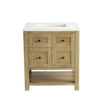 James Martin Vanities 30" Single Vanity, Light Natural Oak w/ 3 CM White Zeus Top