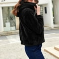 thumbnail image 3 of SWSMCLT Women's Fuzzy Hoodie Fleece Jacket Zip Up Soft Jacket Long Sleeve Hooded Fashion Flannel Loose Thick Outerwear Black Medium, 3 of 4