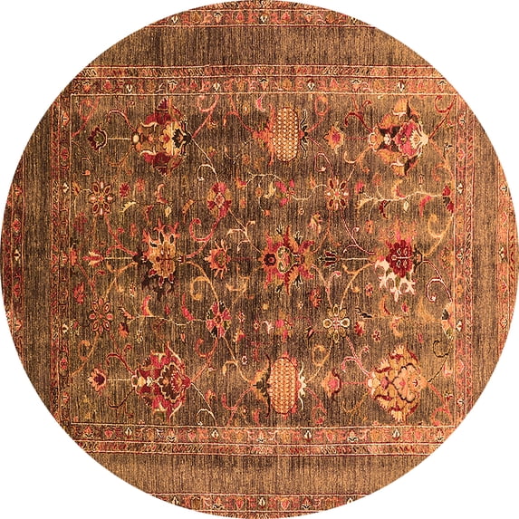 Ahgly Company Indoor Round Oriental Orange Industrial Area Rugs, 6' Round