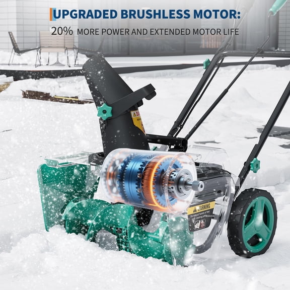 Wireless 2x20V Electric Snow Blower – 20" Wide, 10" Deep, 25ft Throw – Brushless Motor, 180° Rotating Chute, Dual LED Lights – Battery Powered Snow Thrower for Driveways & Patios