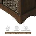 thumbnail image 4 of Rustic Storage Cabinet, Retro Wooden Console Table with 2 Drawers and 4 Classic Rattan Basket, Accent Nightstand with Solid Wood Legs and Metal Handle, Side Table for Living Room, Espresso, 4 of 7