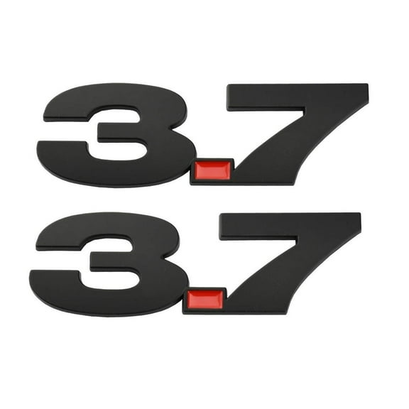 ZZ 2pcs 3.7 Fender Side Emblems Badge 3D Decal Sticker Replacement Compatible with Mustang (Black)