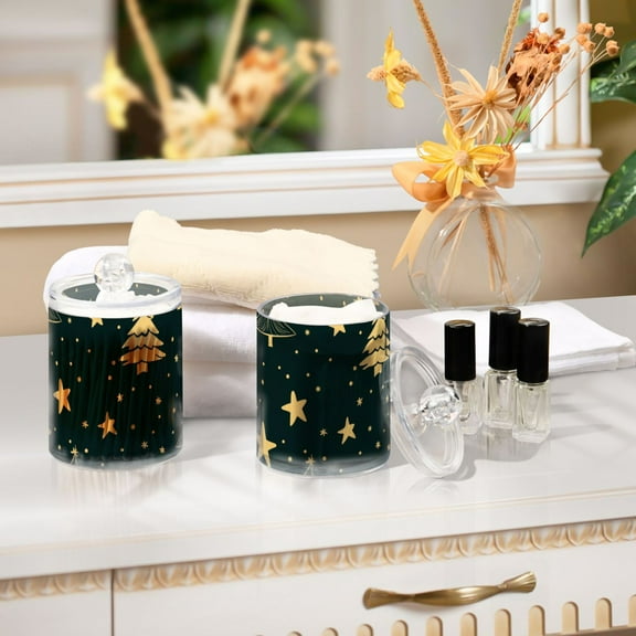 Ckdifva Stars Christmas Trees Storage Jar with Lid Acrylic Organization Storage Containers Set of 2