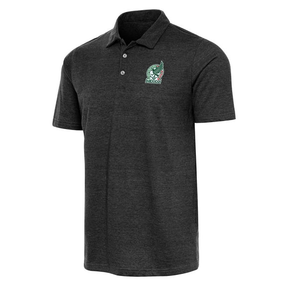 Men's Antigua Heather Black Mexico National Team Peak Polo