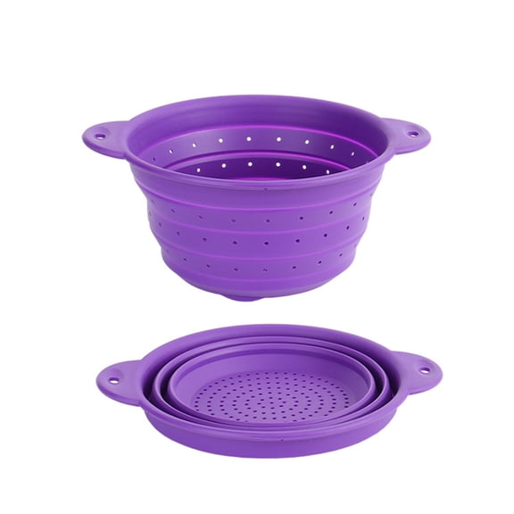 Osdhezcn Foldable Silicone Colander Fruit Vegetable Washing Basket Strainer Collapsible Drainer Basket With Handle Kitchen Tool