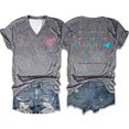 thumbnail image 2 of Gibobby Camiseta de manga corta para mujer Camiseta cómoda informal manga corta con cuello en V y estampado en color corazón para mujer(Gris,XL), 2 of 4