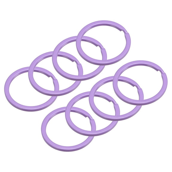 Uxcell Split Keychain Rings, 30mm/1.2 inch Round Flat Key Holder, Purple, 8Pcs