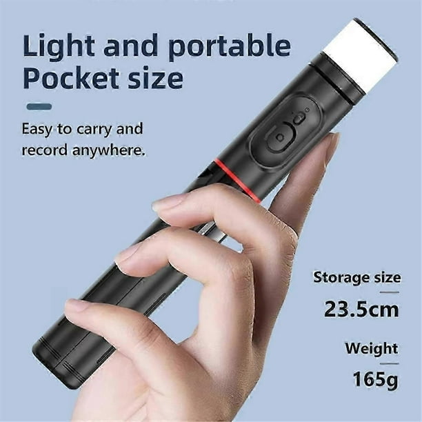 Q12S Foldable Wireless Selfie Stick Bluetooth Monopod with Remote Shutter Fill Light Tripod for And