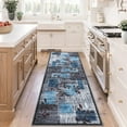 thumbnail image 3 of FairOnly 2'x6' Blue Contemporary Leaf Runner Rugs Machine Washable Non Slip Soft Runner Rugs for Hallway Entryway Abstract Laundry Runner Rug for Kitchen, 3 of 7