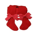 thumbnail image 1 of Infant Christmas Ribbed Pantyhose Girls Stretch Mid-Rise Tights with Bows, 1 of 5