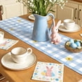 thumbnail image 5 of Easter Rabbits Table Runner 72 Inches Long for Kitchen Dining, Spring Eggs Tulips Daisy Wreath Bunny Blue Plaid Dresser Scarf Farmhouse, Dining Table Decorations for Wedding/Parties, 13 x 72 In, 5 of 8