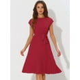 thumbnail image 3 of DARING DIVA Pleated Dress Sleeveless Tie Waist A-Line Dress XS Red, 3 of 6