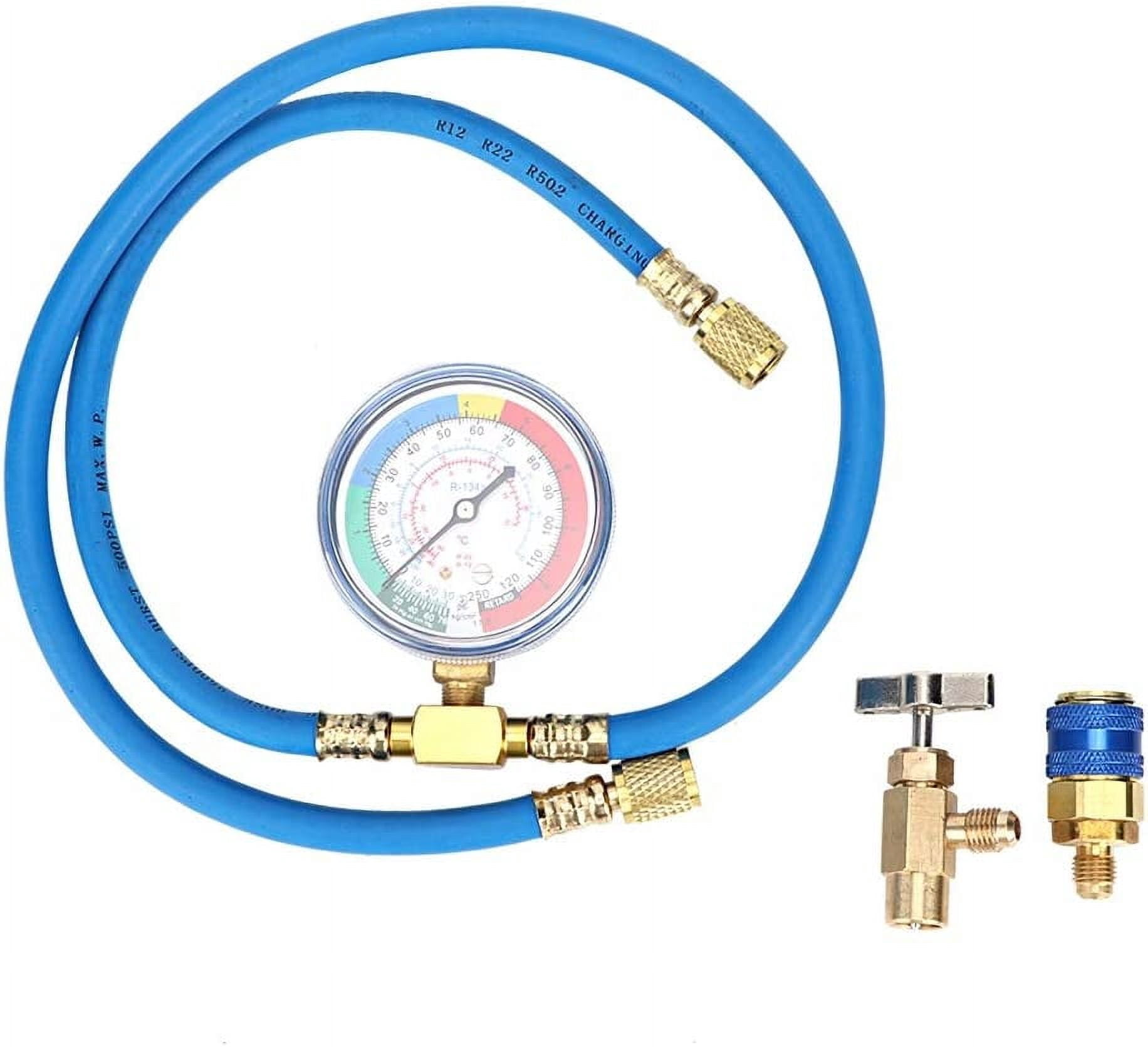 DJH--R600A Recharge Kit, R134A Recharge Measuring Hose Can Tap Gauge Refrigerant Charging Pipe Air conditioning pipes and connectors-1