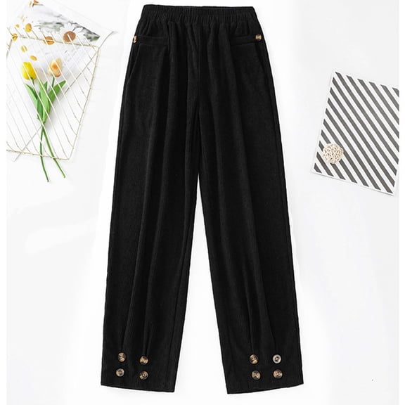 AOOCHASLIY Valentine's Day Women Pants Women's Fashion Comfortable Solid Color Pocket Casual Straight Pants