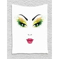 thumbnail image 1 of Face Tapestry, Grunge Face with Makeup Elements Color Splash Eyes and Lips Watercolor, Wall Hanging for Bedroom Living Room Dorm Decor, Magenta Green and Black, by Ambesonne, 1 of 2