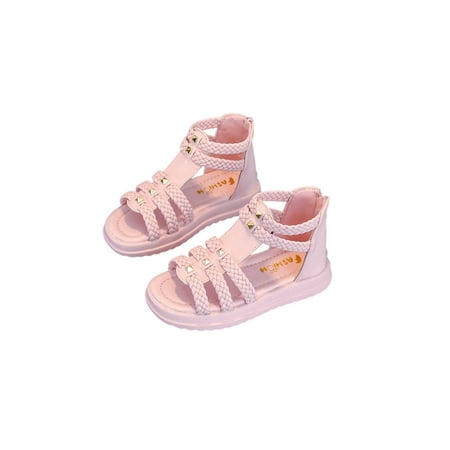 

Rotosw Children Princess Shoes Beach Flat Sandal Ankle Strap Gladiator Sandals Lightweight Summer Wedding Casual Pink 8C