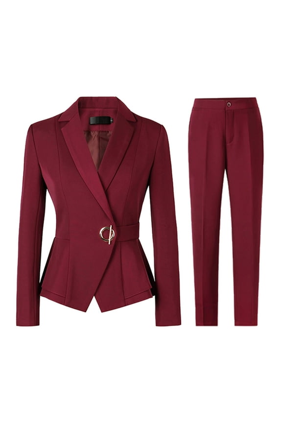 Dressy Pant Suits Womens 2 Piece Suit Notched Lapel One Button Slim Fit Business Office Work Tuxedo Pants Set Pant Suits for Women Dressy Wedding Womens Pant Suits Dressy Casual Spring