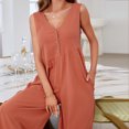 thumbnail image 4 of SELONE Jumpsuits for Women Dressy Loose Fit Long Pant Sleeveless Ladies Travel Comfortable 2023 Vacation Womens Jumpers and Rompers Casual High Waist Solid Color Single Bucklestraight Tube Red M, 4 of 8