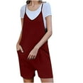 thumbnail image 4 of Tmtolofot 2024 Summer Fashion Jumpsuits For Womens The Shapewear Rompers Jumpsuits Shorts Sexy Square Neck Sleeveless Tummy Control Loose Fitted Suits , 1#Wine , Large, 4 of 8